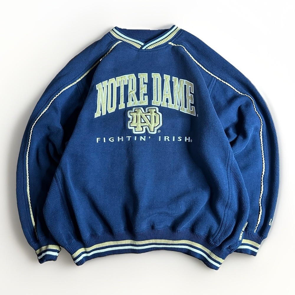 Vintage Y2K Lee Sport Notre Dame Fightin Irish Hoodie Mens XL Navy Embroidered